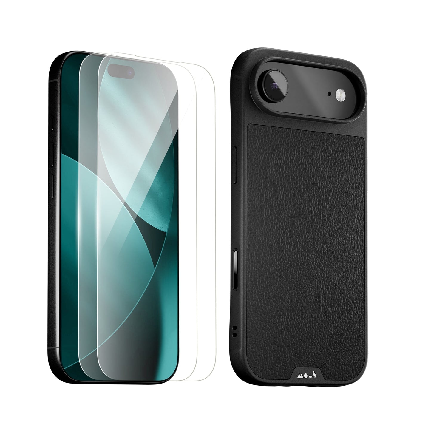Black Leather Protective Case and Screen Protector - Apple Essentials Kit