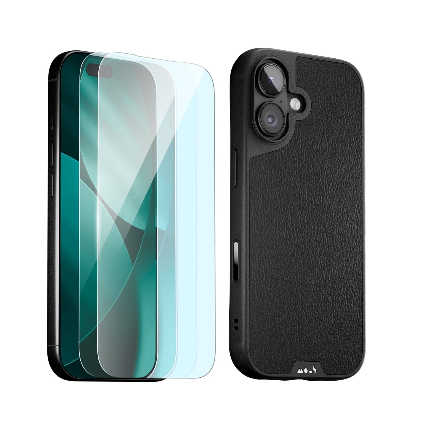 Black Leather Protective Case and Screen Protector - Apple Essentials Kit