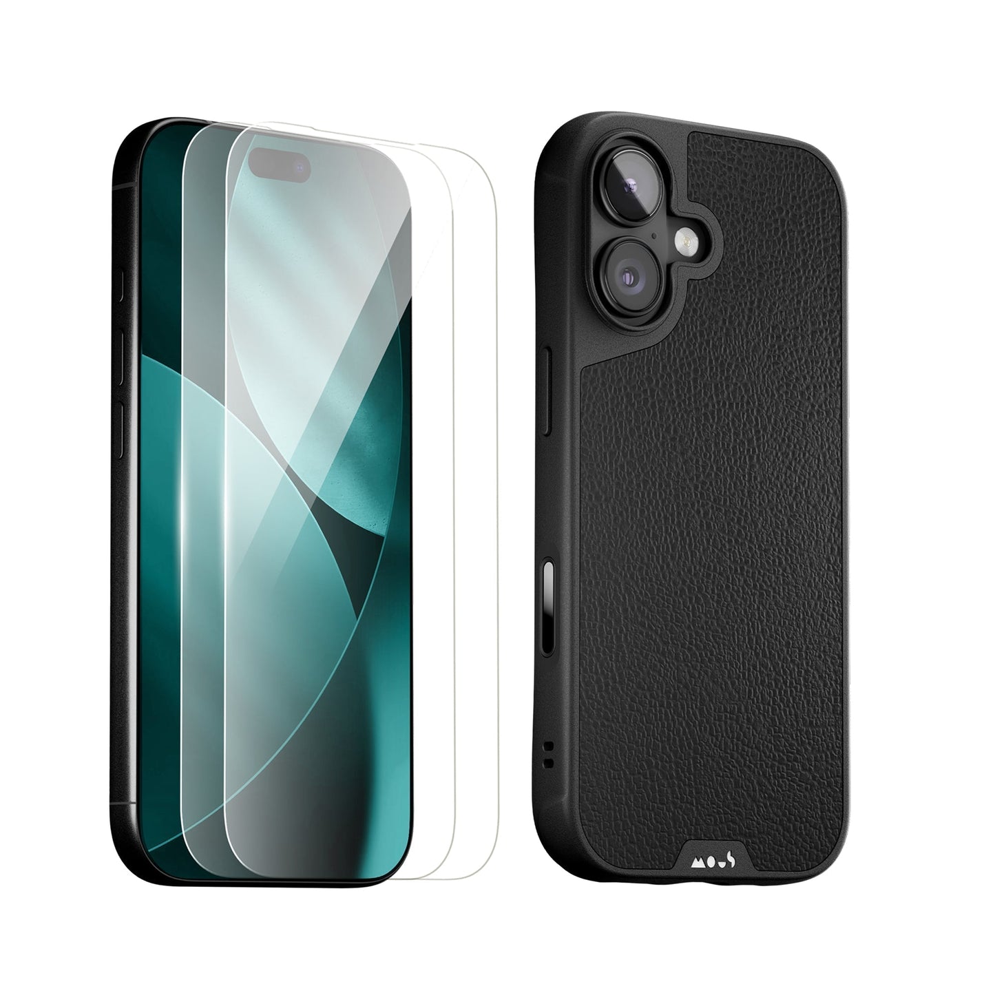 Black Leather Protective Case and Screen Protector - Apple Essentials Kit